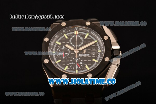 Audemars Piguet Royal Oak Offshore Chrono Clone AP Calibre 3126 Automatic PVD Case with Black Dial and Green Stick Markers (EF) - Click Image to Close